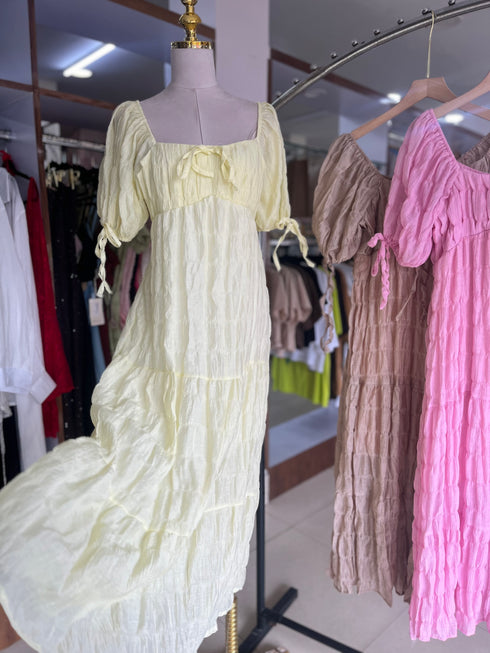 Summer Casual Loose Puff Sleeves Square Neck Dresses